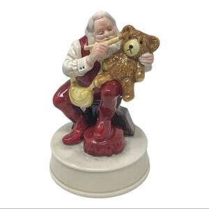 Otagiri Musical Vintage Santa with Teddy Hand-painted Ceramic Figurine
